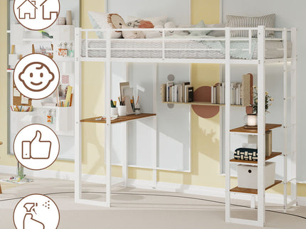 Bunk Bed With L-Shaped Desk And Dual Side Stairs