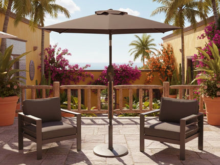 Umbrella With Crank Lift & Tilt, UV-Resistant Canopy For Patio
