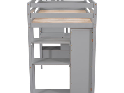 Loft Bed With Storage Drawers, Desk And Stairs With Shelves