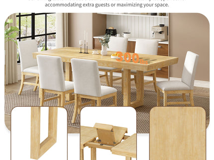Topmax - 7 Piece Traditional Extendable Dining Table Set With Butterfly Leaf And 6 Upholstered Dining Table Set