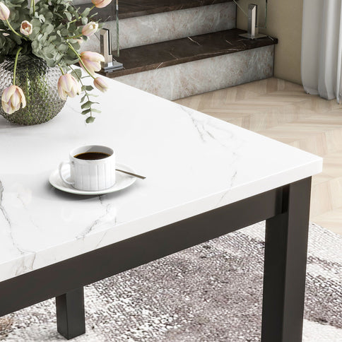 5-Piece Counter Height Dining Table Set With One Faux Marble Top Dining Table And Four Upholstered Chairs