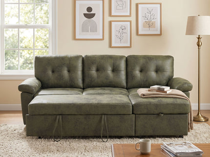 Convertible L - Sectional Sofa Bed With Storage Chaise And Padded Armrests