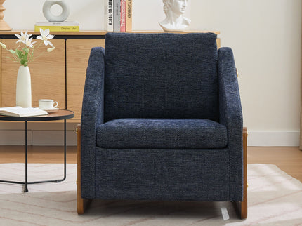 Modern Upholstered Armchair With Wooden Side Frame