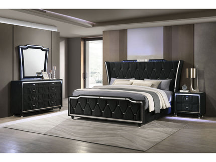 Bedroom Set With LED Lighting And Charging Nightstand