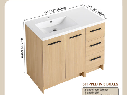 Wall Mounted Floating Bathroom Vanity With Sink, Door & Drawers Modular Cabinet