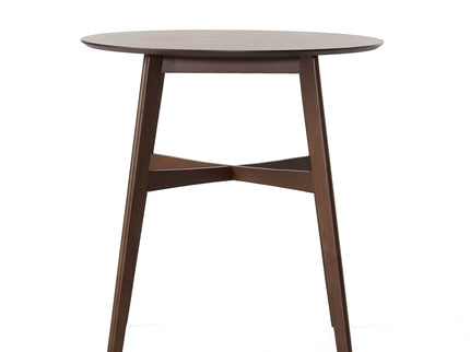 Round Counter Height Dining Table With Thick Rubberwood Legs And Support Beams - Walnut
