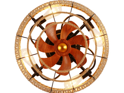 Flush Mount Ceiling Fan With Light Kit (Not Included Bulbs), Remote Control - Matte Black