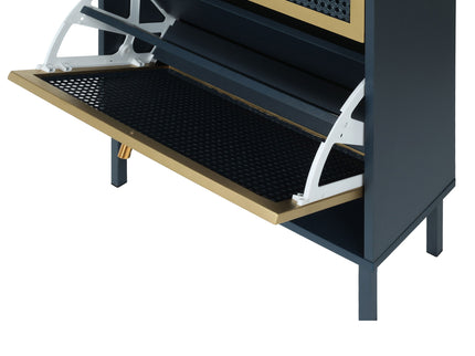 Modern Rattan 3 Door Shoe Rack Cabinet For Entryway