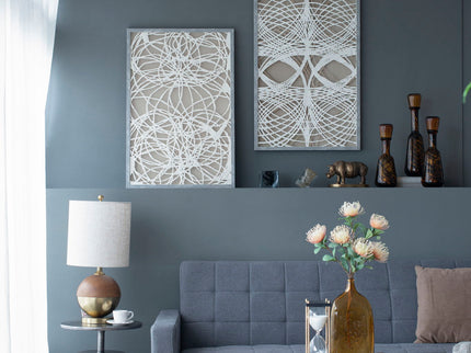 Leaf Shadow Box Wall Decor (Set of 2) - White / Gray