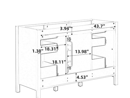 47.25" Modern Bathroom Vanity With Sink, Soft Close Single Door & 6 Drawers - White