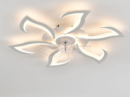 Flower Ceiling Fan With LED Dimmable Light, Flush Mount Ceiling Fan With Remote Control, Low Profile Design, 6 Speeds, Timing Function