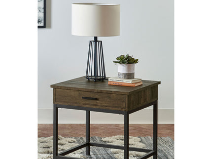 Square End Table With 1 Drawer - Brown