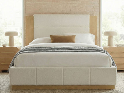 Modern Upholstered Platform Bed With Extended Headboard