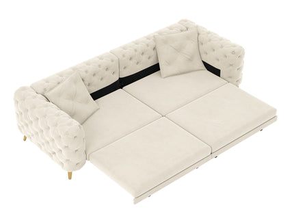 3 In 1 Convertible Sleeper, Deep Seat Pull Out Sofa Bed, Button Tufted