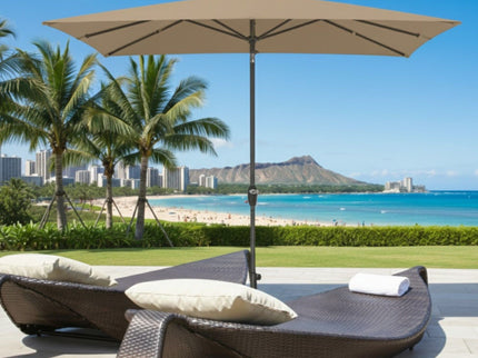 Rectangular Patio Umbrella With Crank Tilt, Polyester UV-Resistant Canopy