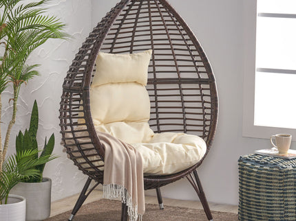 Cutter Teardrop Patio Chair With Water Resistant Cushion - Multi / Brown / Beige