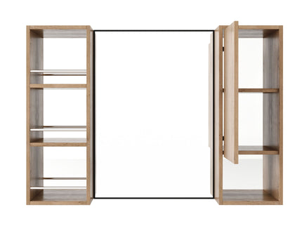39.4" Wall Mounted Bathroom Cabinet With Storage And - Imitative Oak