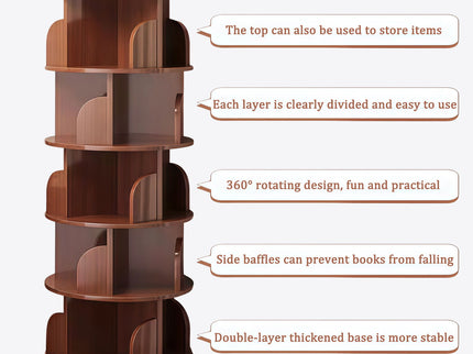 5 Tier Rotating Bookshelf, Spinning Design