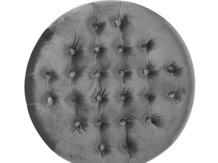 Elegant Round Ottoman Footstool With Studded Rim