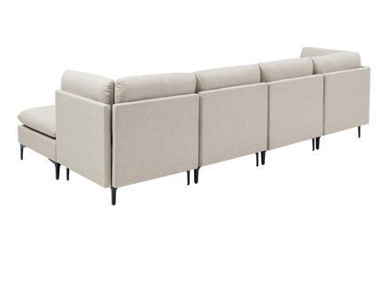Upholstered Modular Sectional With Medium Firm Seat Cushion - Almond