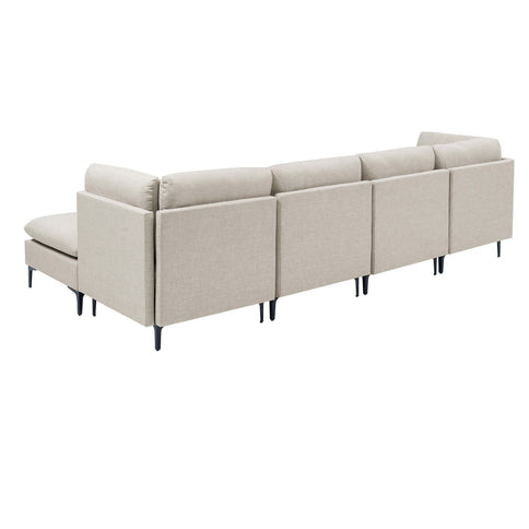 Upholstered Modular Sectional With Medium Firm Seat Cushion - Almond