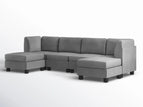 Dark Gray / 3 Pc. 4 Seater Sectional, 2 Ottomans