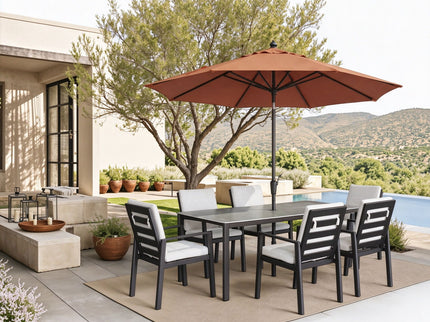 Verona - Dining Outdoor 7 Pieces Set - Dark Espresso / Gray / Off White