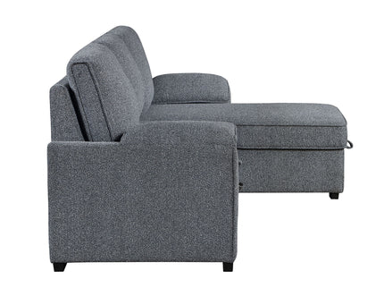 Rebecca - Sofa With Pull Out Bed, Storage Chaise, USB And Cup Holders - Dark Gray