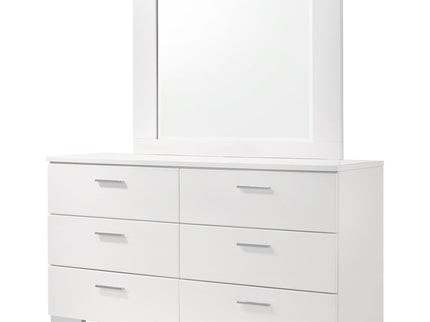 Dulcey - 6 Drawer Dresser With Mirror - Gloss White
