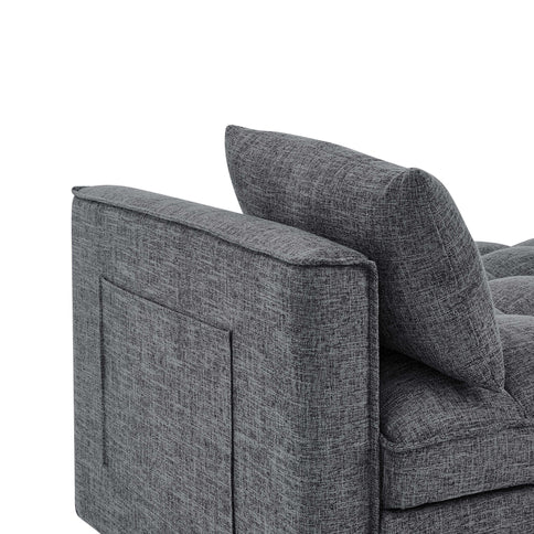 Sienna - Tufted Convertible Sleeper Sofa With Chaise - Gray