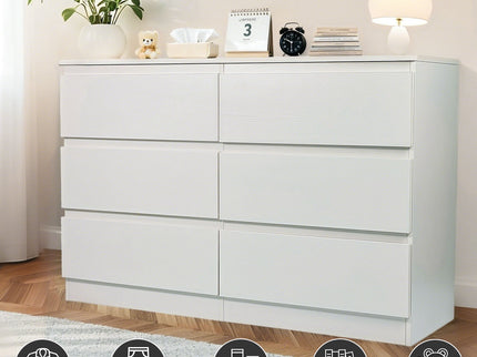 6 Drawer Dresser With Spacious Countertop And Concealed Handles