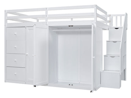 Loft Bed With Built In Wardrobes, Cabinets And Drawers
