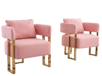 Modern Decorative Chair Teddy Fleece Upholstered And Metal Foot
