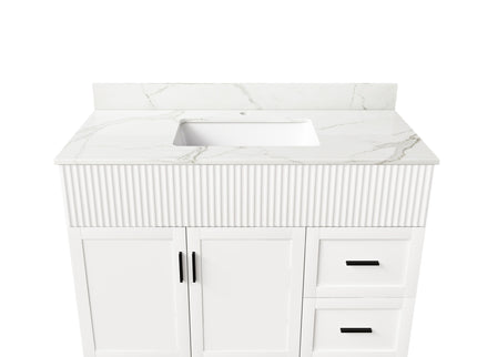 Bathroom Vanity Set, Fluted Cabinet, Soft Close Doors & Drawers - White