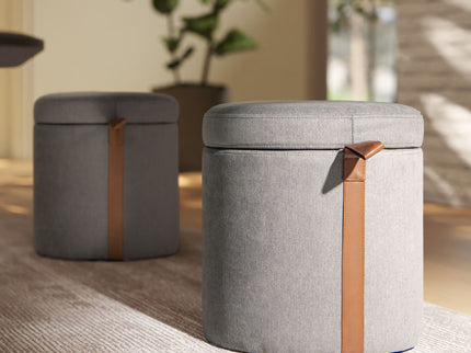 Brandy - Round Upholstered Storage Ottoman With Accent