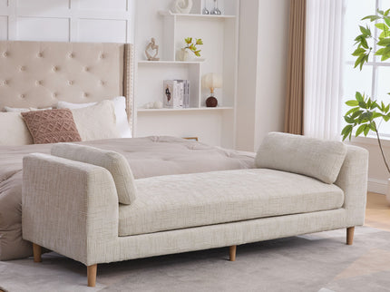 Modern Upholstered End Of Bed Bench With Armrests