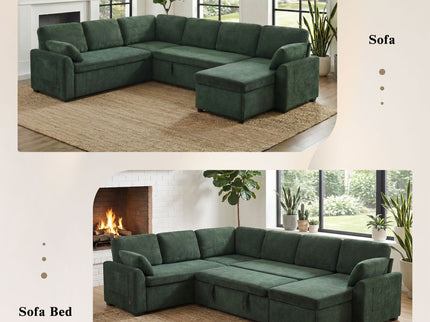Convertible U-Shaped Sectional Sofa Bed With Reversible Chaise