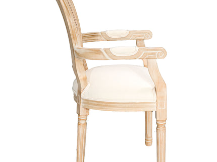 French Vintage Upholstered Fabric Dining Armchair (Set of 2) - Beige