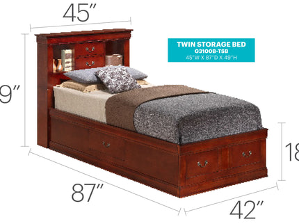 Traditional Style Bookcase Storage Bed