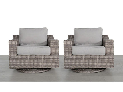 Swivel Patio Chair With Luxurious Cushions Perfect For Outdoor Relaxation (Set of 2) - Gray Mix