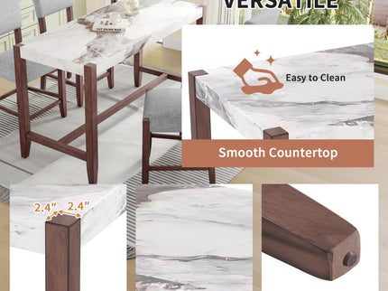 5 Piece Counter Height Dining Set With 4 Upholstered Chairs