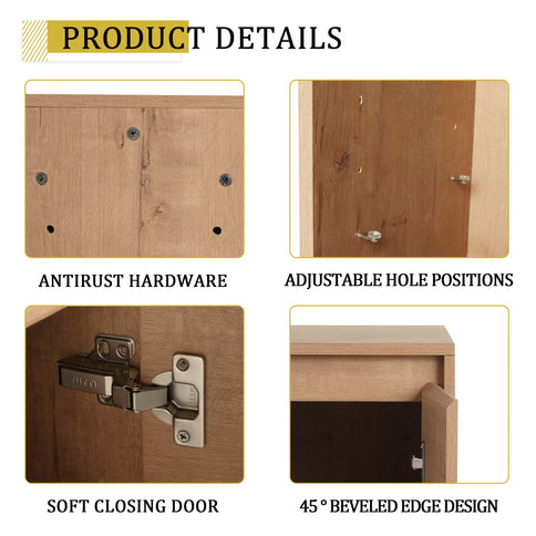 Freestanding Bathroom Vanity With Sink, 2 Small Storage Cabinets, Soft Close Doors
