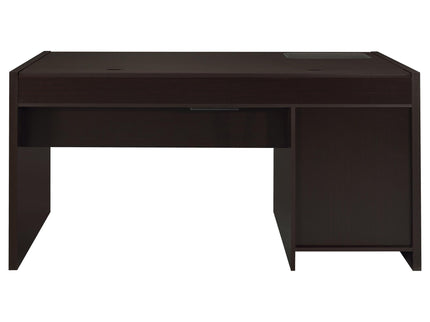 Halston - 3 Drawer Office Computer Desk With Keyboard Tray - Cappuccino