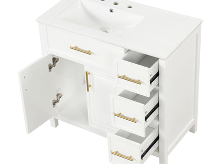 Modern Bathroom Vanity With Sink Top, 2 Doors And 3 Drawers