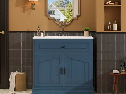 Bathroom Vanity With Sink, Cabinet With 2 Soft Closing Doors