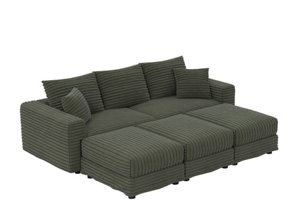 Convertible Deep Seat Sofa With Soft Pillows And Ottomans