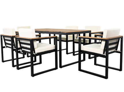 7 Pieces Outdoor Dining Set Patio Dining Table And Chair Set With And Removable Cushions For Patio