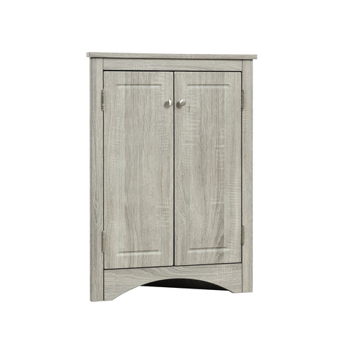 Triangle Bathroom Storage Cabinet With Adjustable Shelves, Freestanding Floor Cabinet - Oak