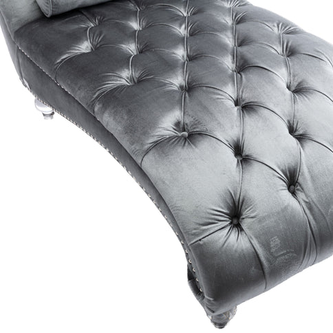 Chaise Lounge Indoor, Button Tufted Upholstered Chaise Lounge Chair With Pillow