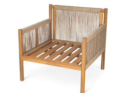 Modern Outdoor Woven Lounge Chair With Solid Wood Frame - Teak